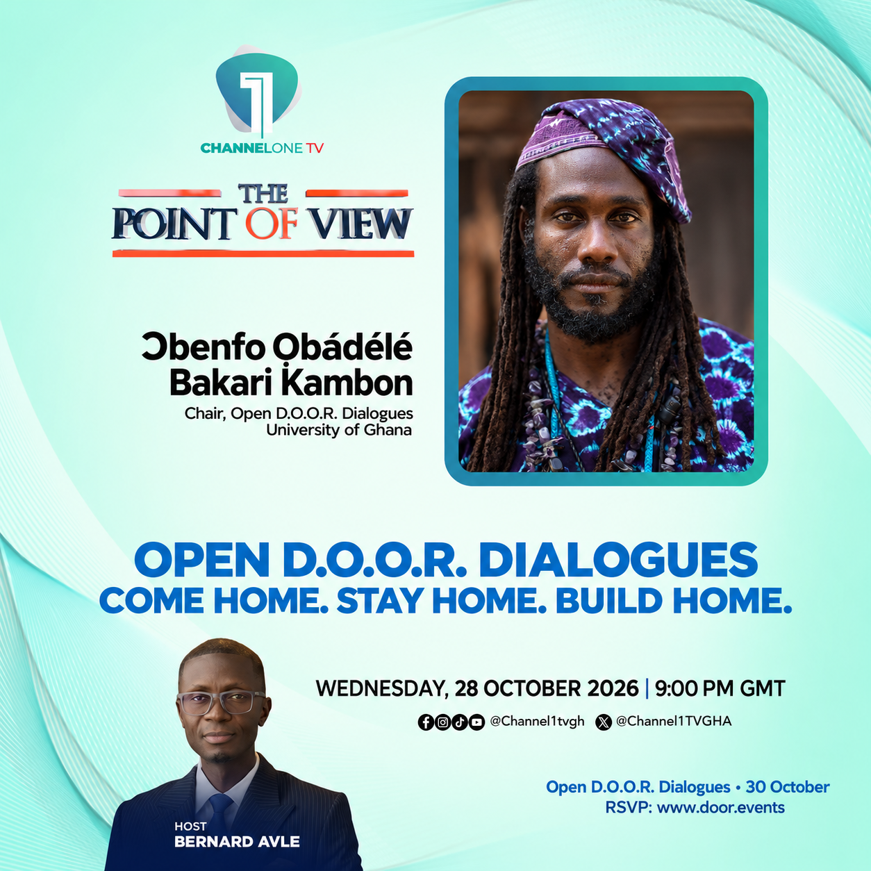2 days to go — Tonight at 9 PM GMT: Professor Kambon on The Point of View, Channel One TV